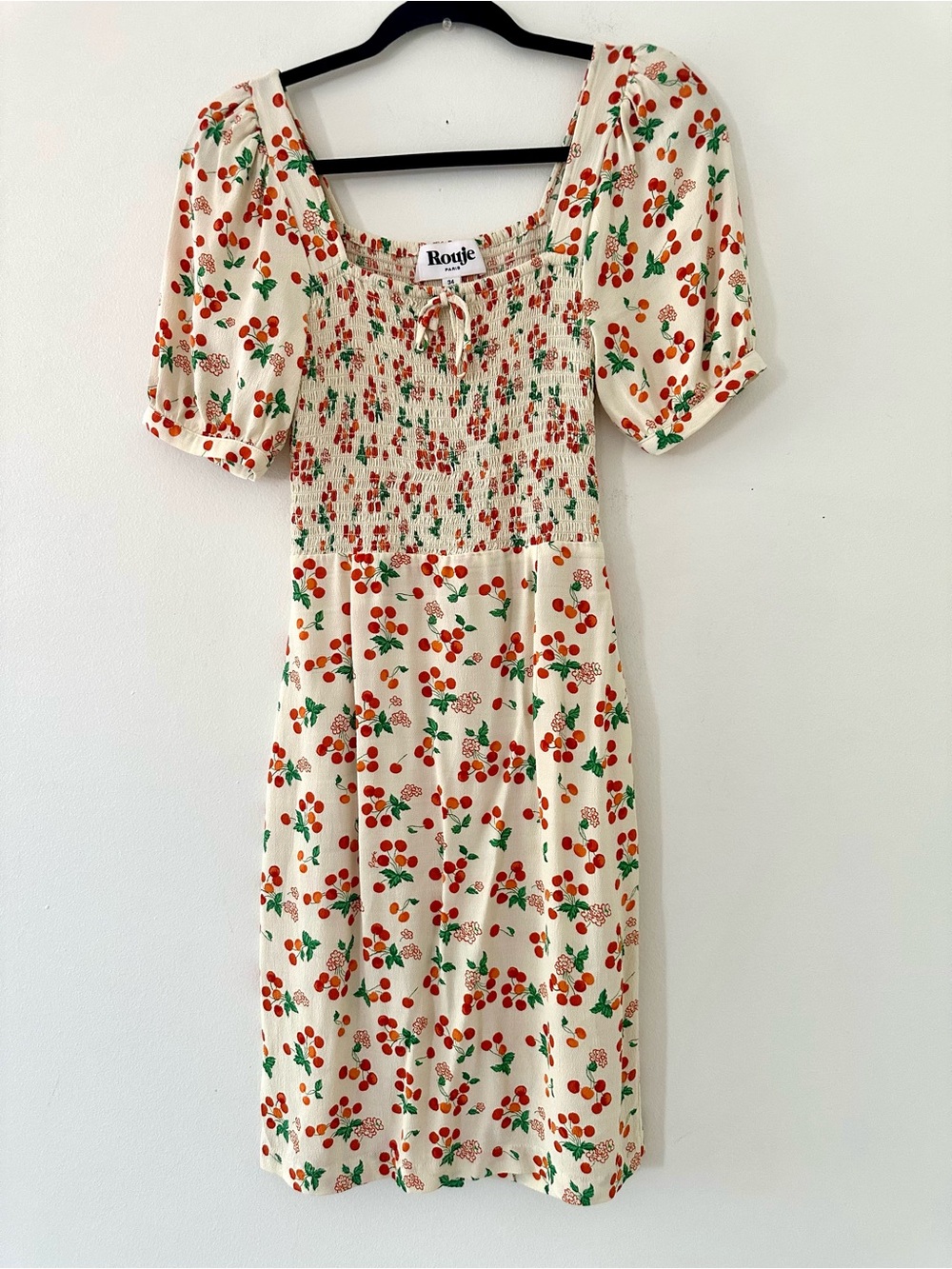 Rouje Cream Floral Cherry-Print Dress - Picture 2 of 7